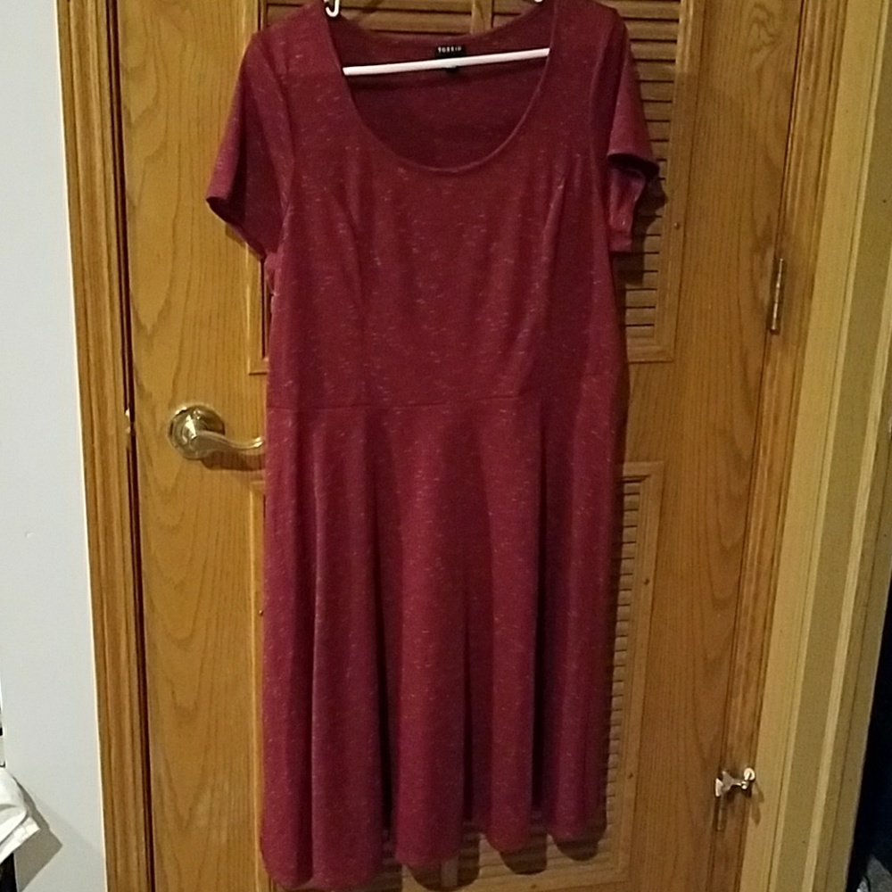 Short sleeve Maroon cotton dress